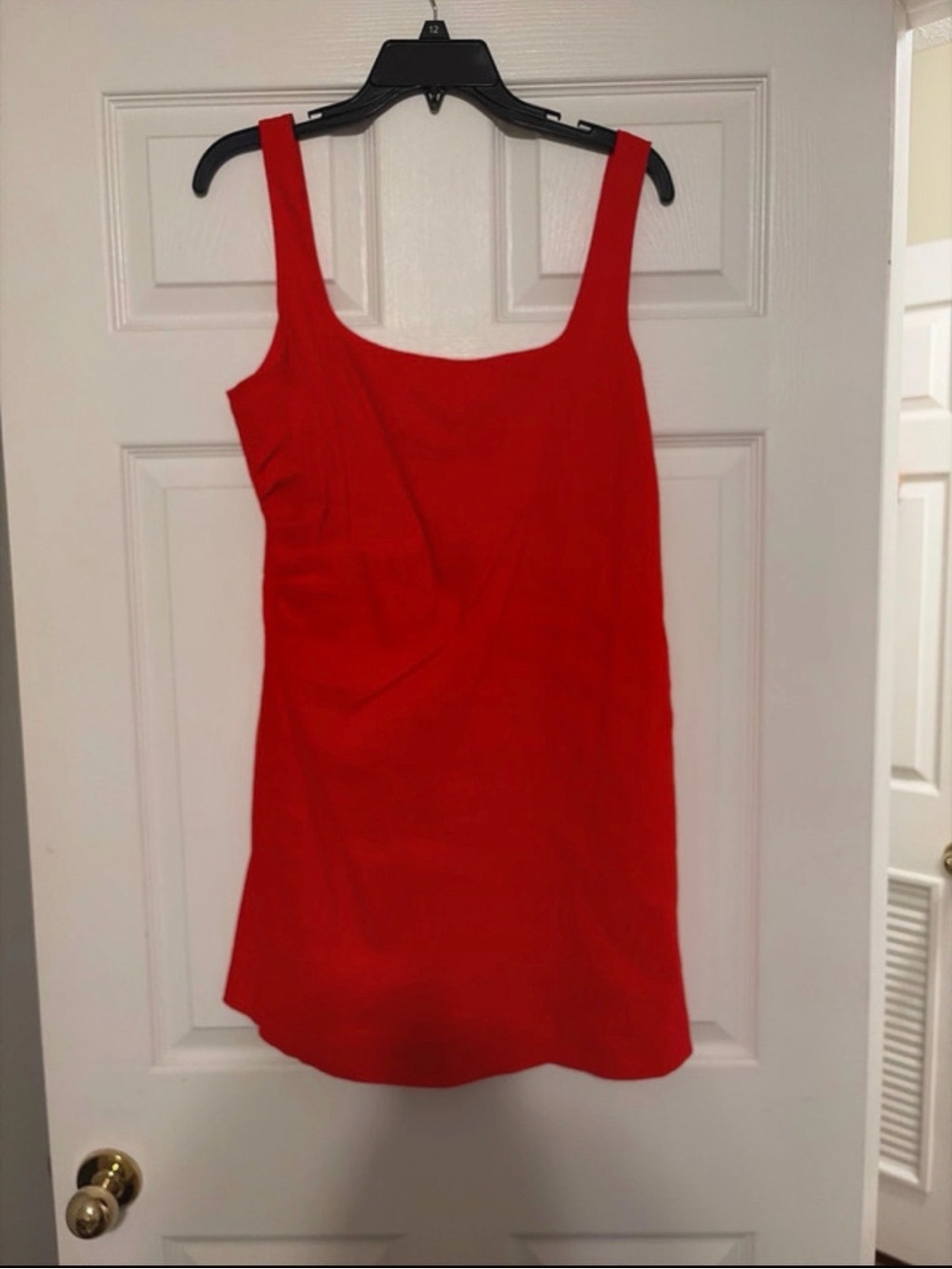 ANTONIO MELANI Red Sleeveless Square-Neck Tank